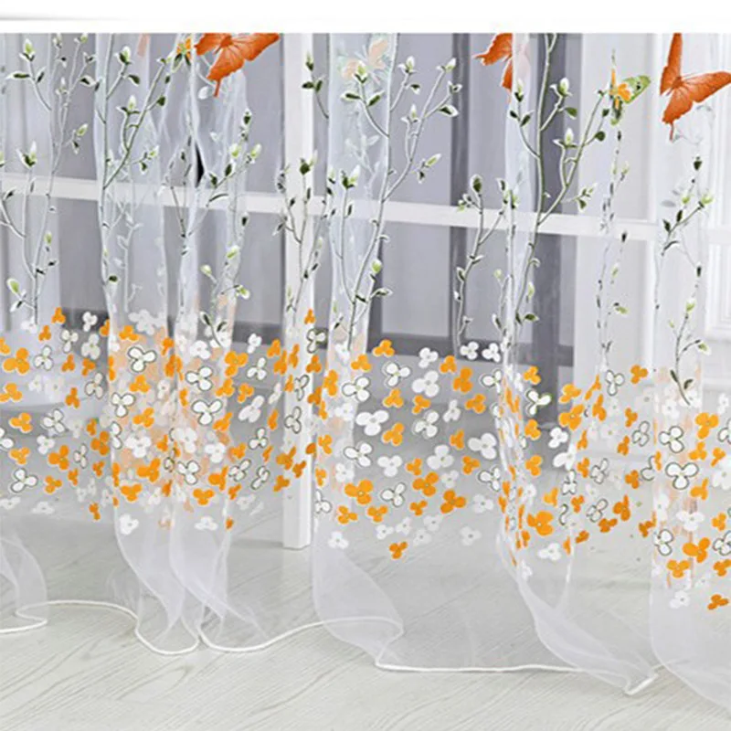 Хит продаж прозрачные шторы Topfinel из тонкой ткани с цветными бабочками на окнах