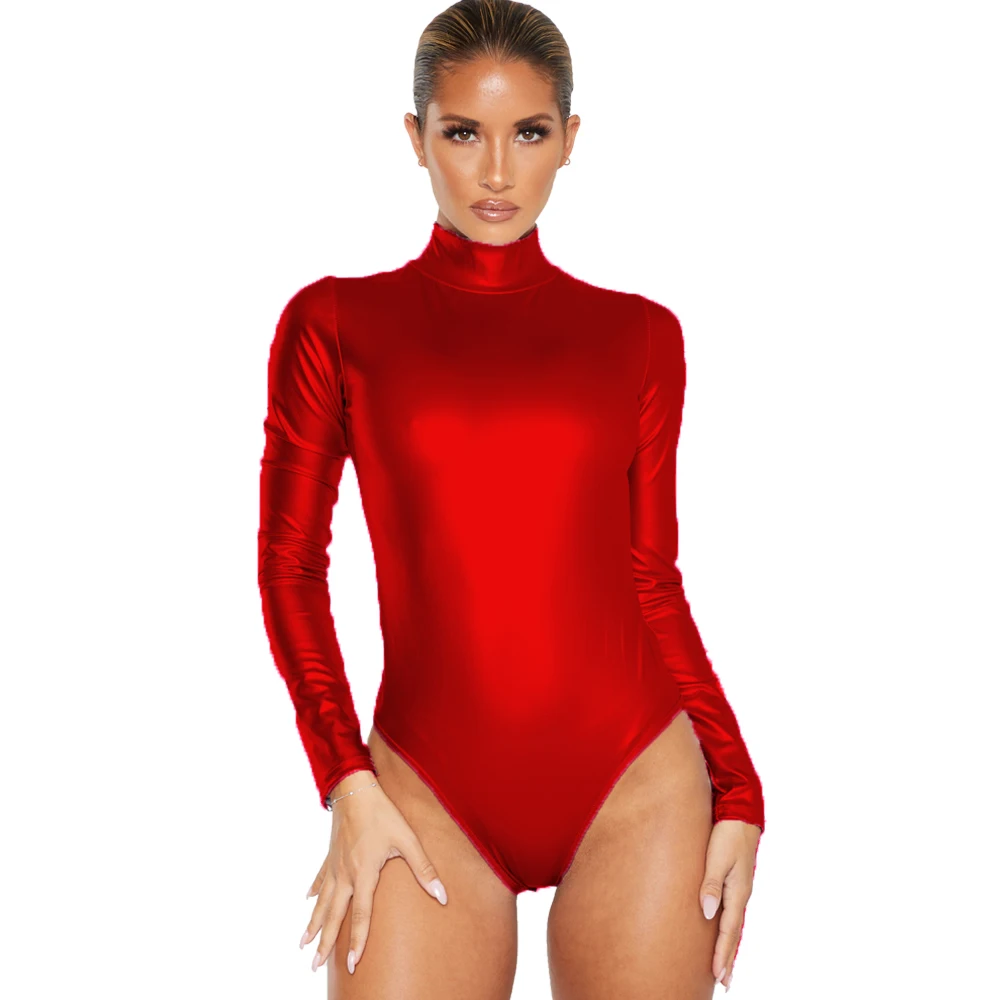 Женская Блестящая металлическая балетная одежда с высоким воротом для девушек |