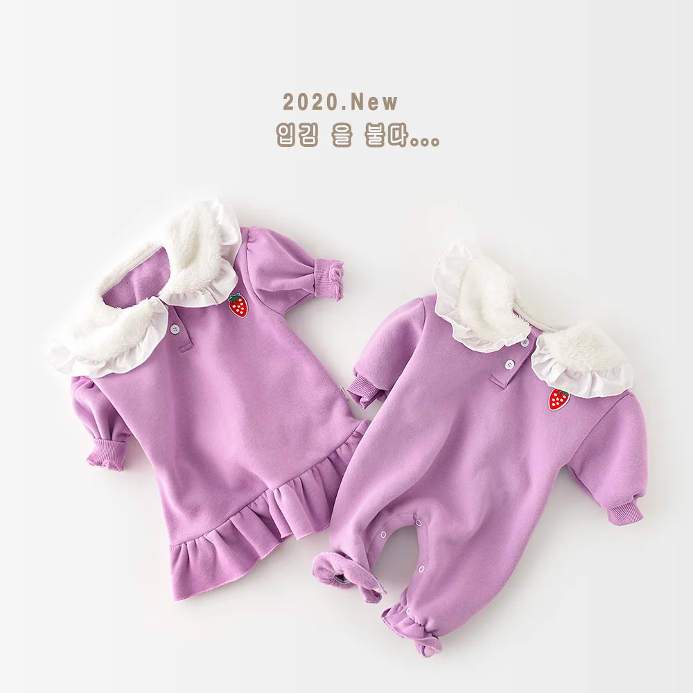 autumn baby jumpsuit dress girl romper newborn clothes baby long sleeve thickened dress