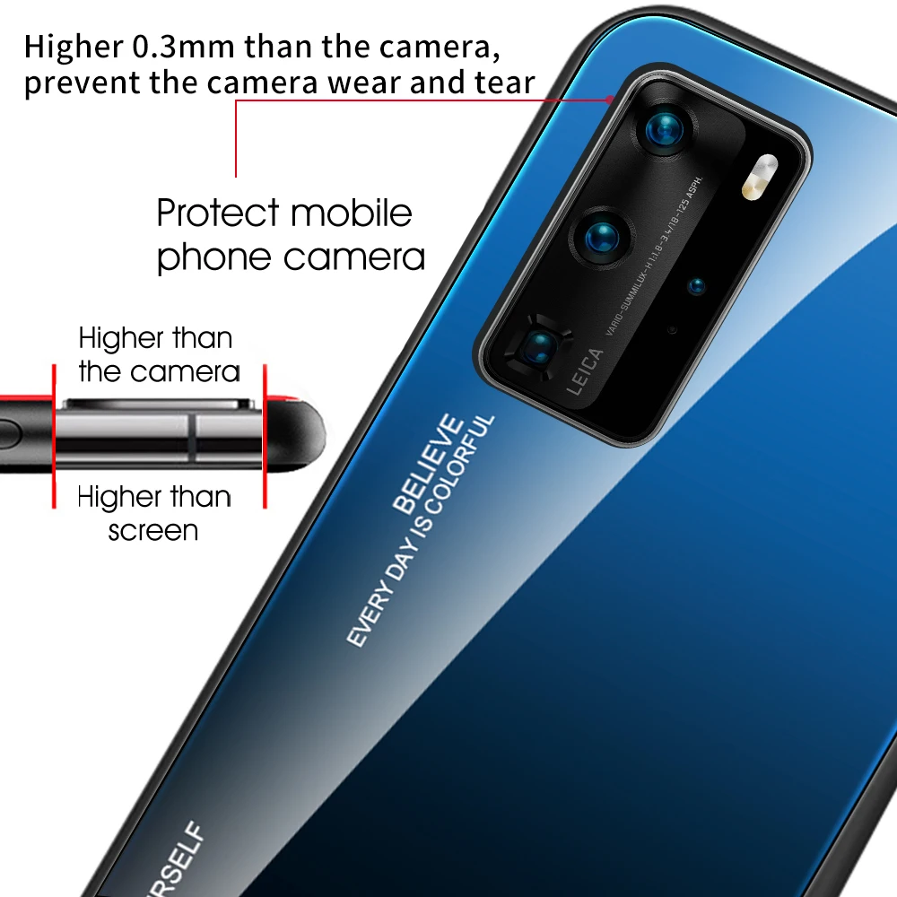Градиентный чехол из закаленного стекла для Huawei P30 Lite P40 Pro P20 чехол|Бамперы| |