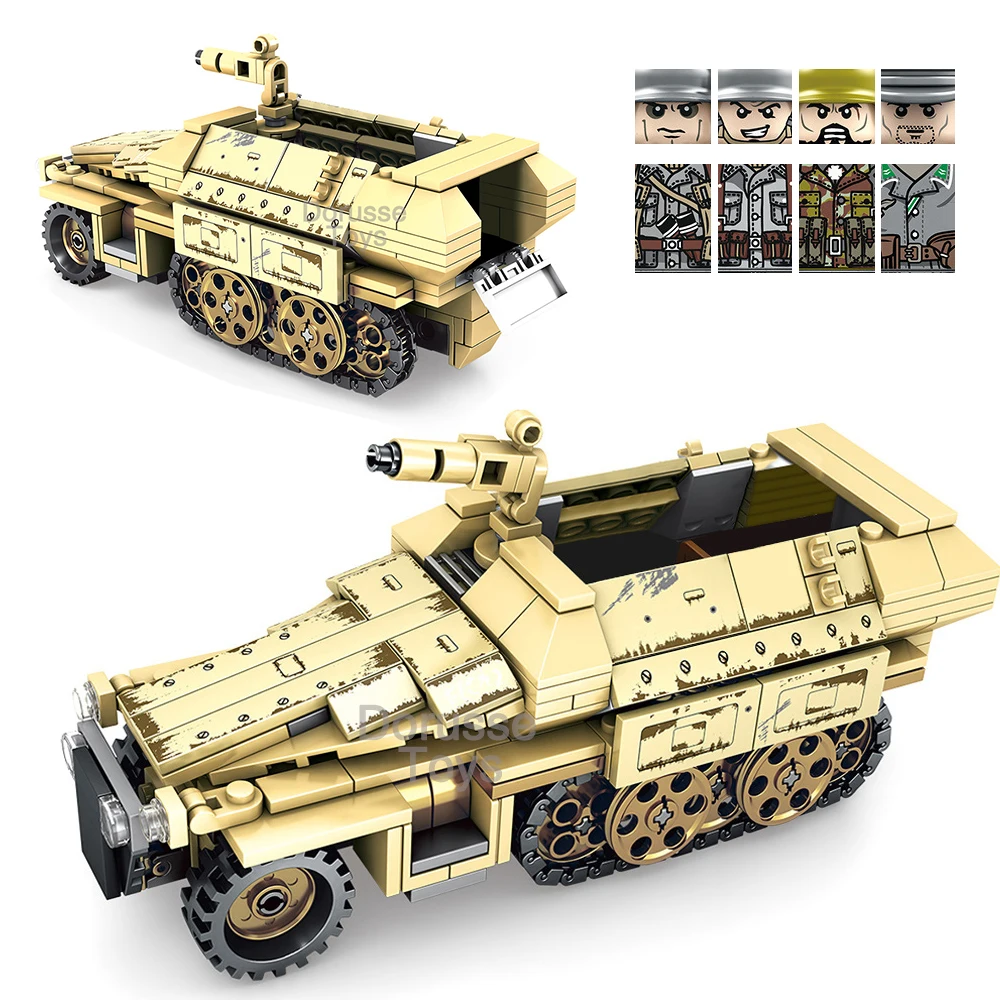 

Military WW2 German armored vehicle Building Blocks World War army soldiers Figures Military weapon Bricks Toys For Children
