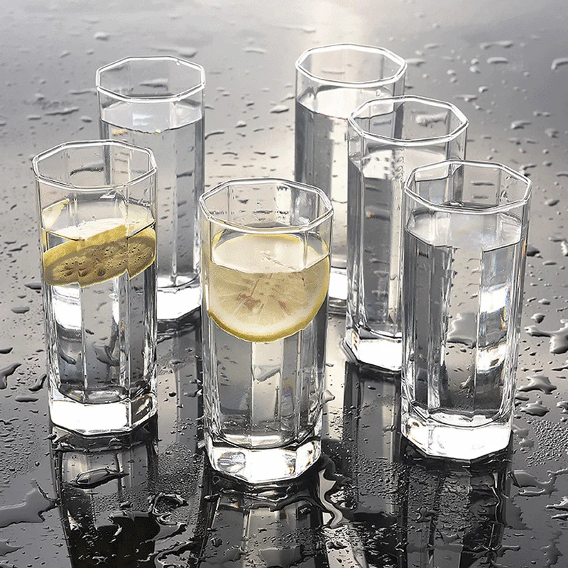 Утолщенная восьмиугольная стеклянная домашняя чашка для молока сока напитков