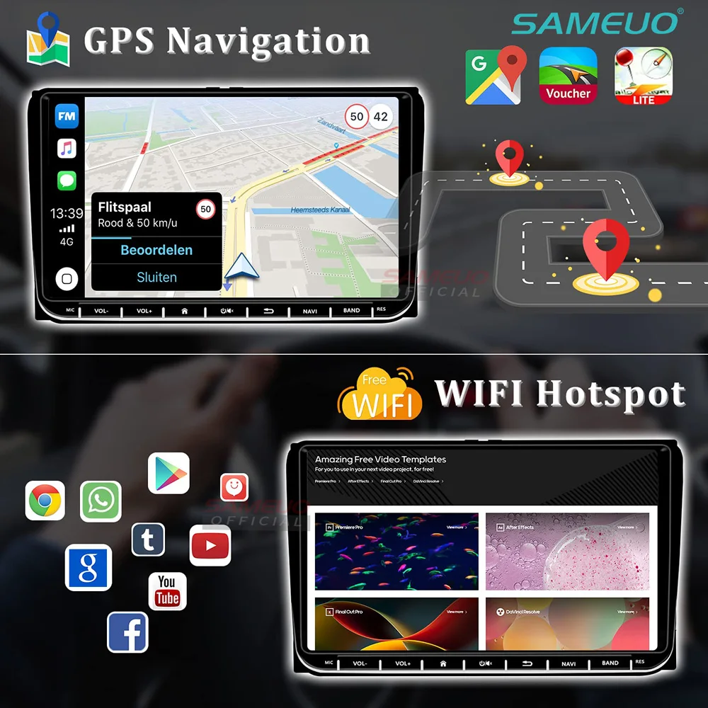 Автомагнитола Sameuo мультимедийный плеер на Android с GPS Wi-Fi для VW Passat volkswagen Skoda golf