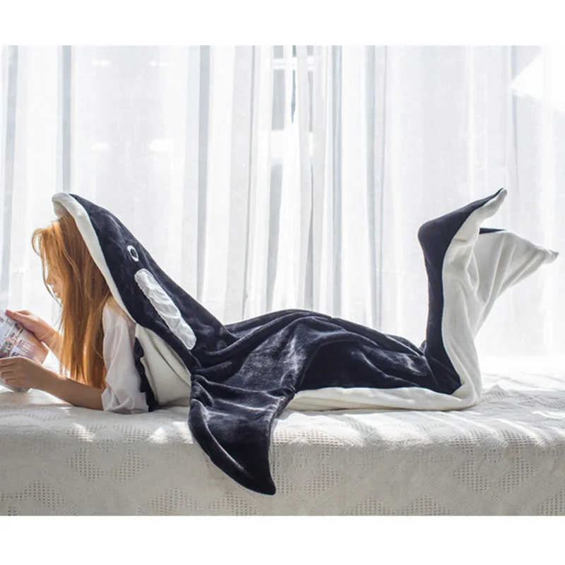 Saco de dormir con dibujos animados para ni&ntilde;os y adultos, manta de ballena para la siesta y la Oficina, chal de tela suave para Cosplay-0