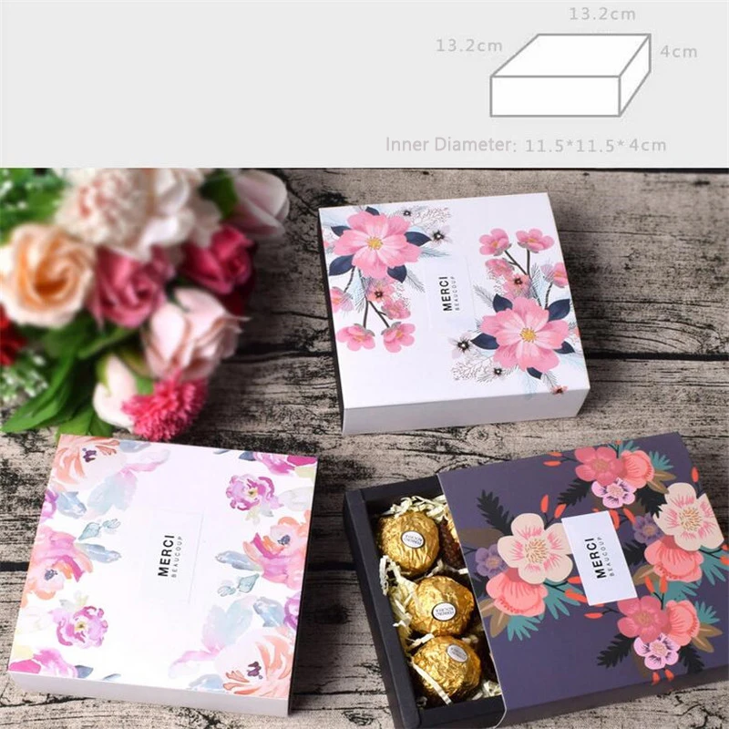 Подарочная коробка для конфет тортов шоколада бонбоньерки цветов 1 шт. (без