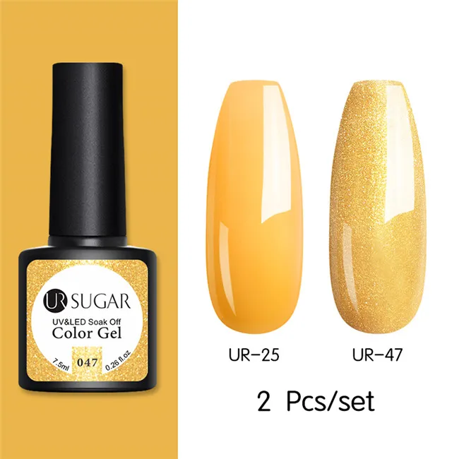 New 2pcs 16 Ur Sugar 2/4 шт. Розовый Блестящий Гель-лак для ногтей замочить от УФ-светодиодный длительный гель лак для ногтей Лаки маникюрный лак набор украшений - Цвет: New 2pcs 16