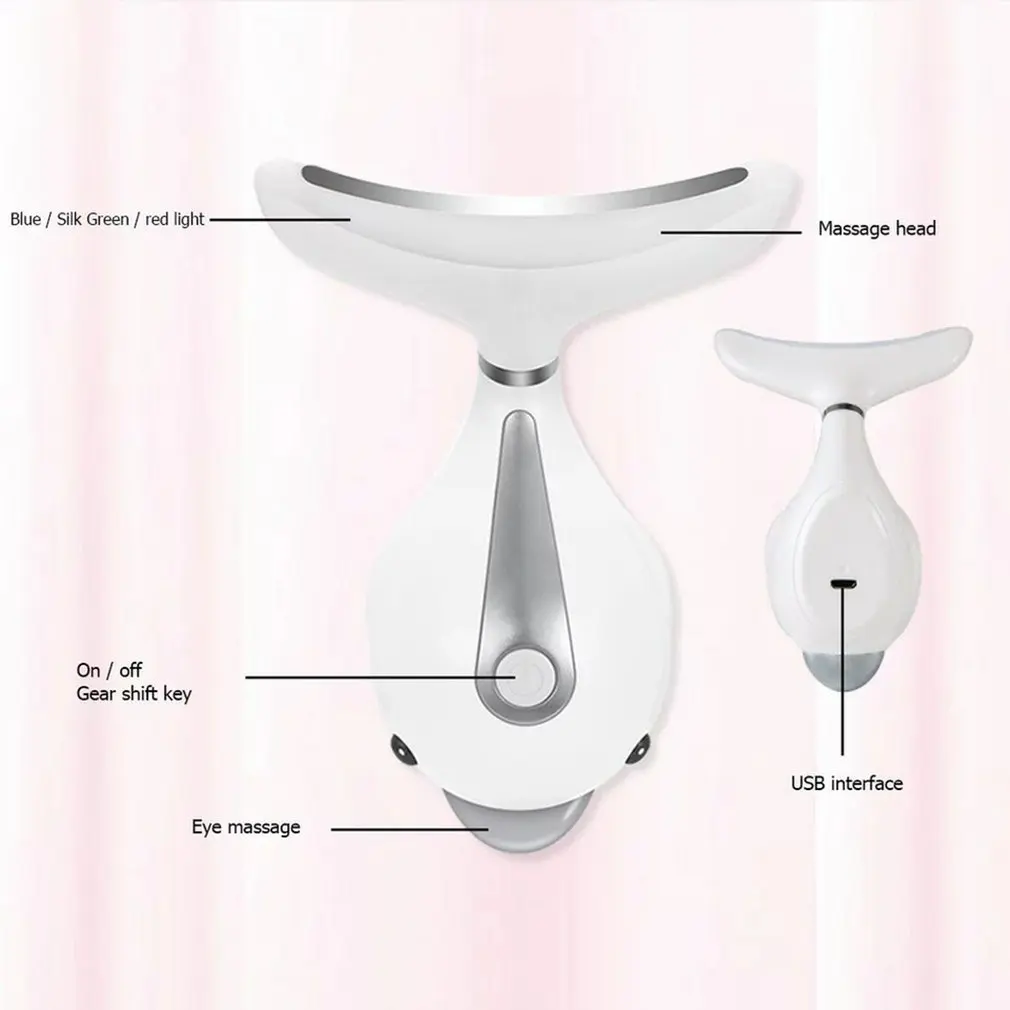 

Led Facial Neck Massager Phototherapy Warming Face Neck Wrinkle Removal Machine Reduce Double Chin Skin Lift