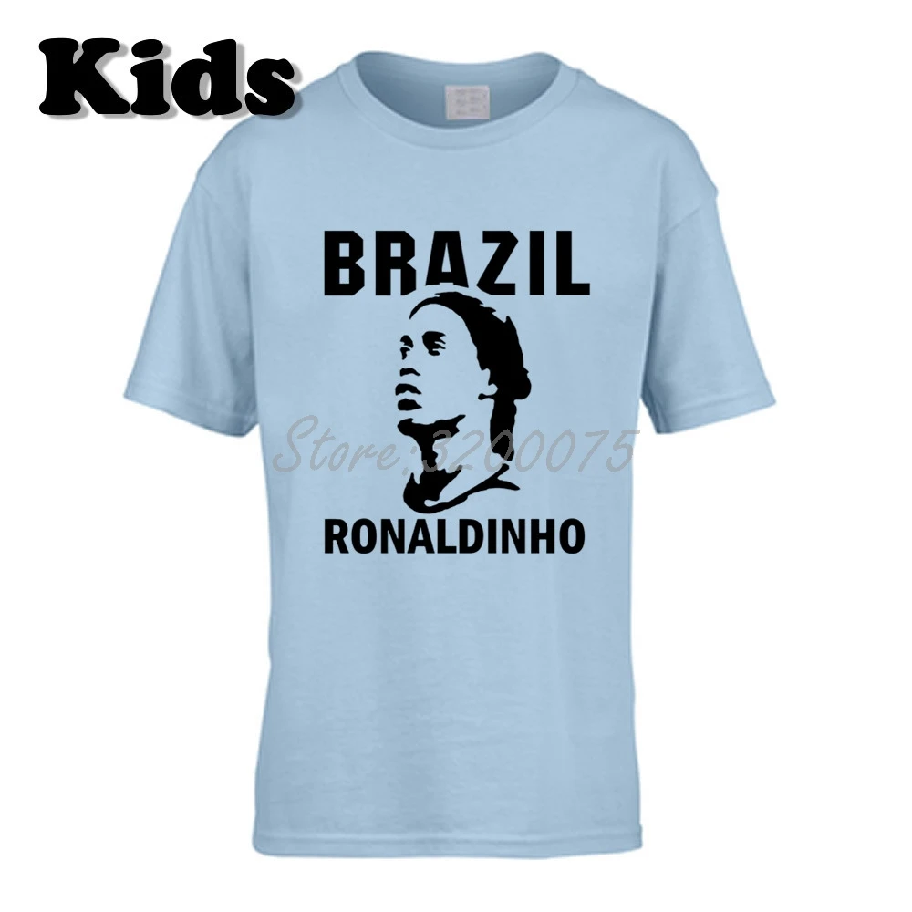 21 Детская футболка Ronaldo De Assis Moreira Ronaldinho 10, Бразильская Легенда Футболка с круглым вырезом для мальчиков и девочек W19032911 - Цвет: 21