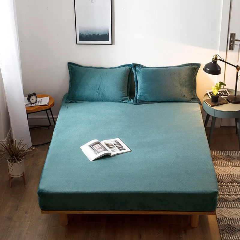 Зимняя теплая натяжная простыня из полиэстера розовый желтый мягкий бархатный