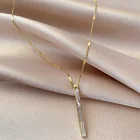 RINHOO Южная Корея новый изысканный корпус титановая сталь ожерелье с подвеской простое квадратная балка цепь до ключиц для женщин ювелирные изделия