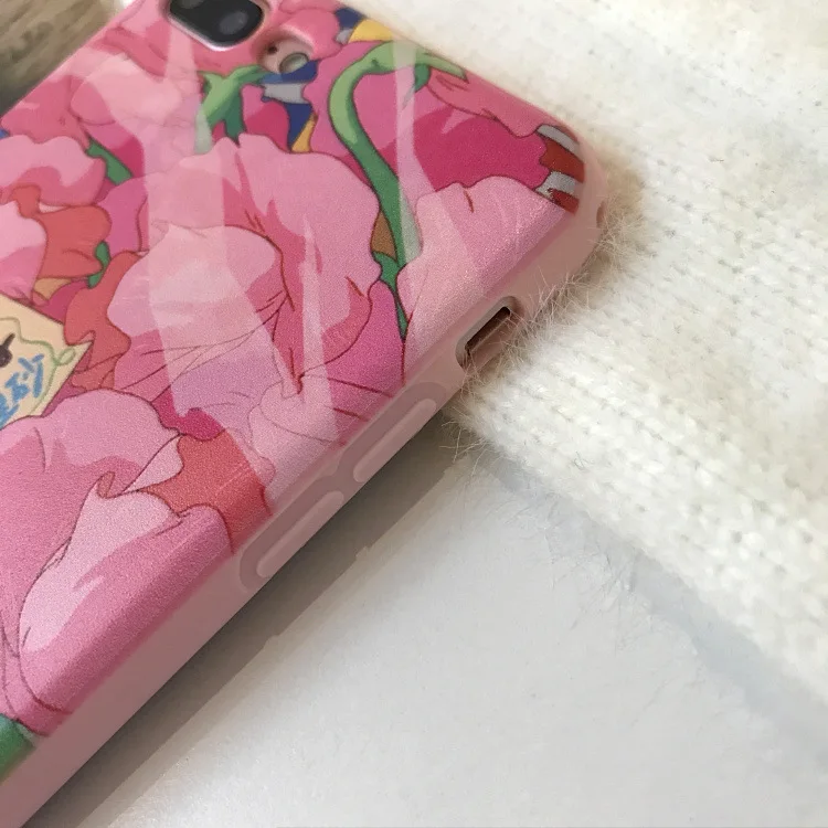 Kawaii Japanese Pink Flowers Phone Case For iPhone 7 8 Puls 6 6S X Cases Soft Silicone Back Cover Coque Fundas Capa | Мобильные