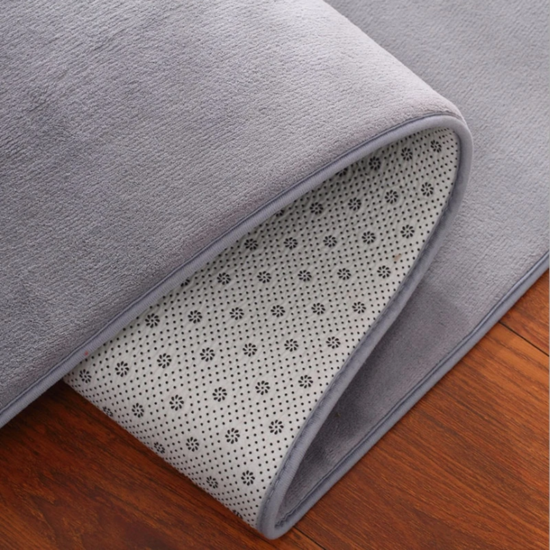 

Modern Home Decoration Coral Velvet Carpet Living Room Bedroom Bedside Carpet Balcony Children's Play Mat Solid Color Rugs Gray