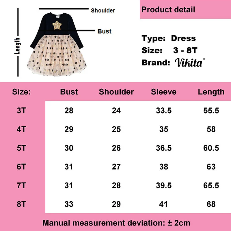 VIKITA Girls Princess Dress for Kids Baby Tutu Dresses Children Party Gown Christmas Clothes Vestidos | Детская одежда и обувь