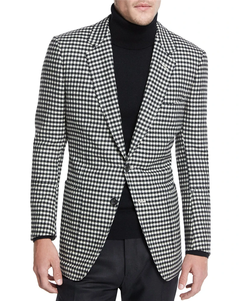 Мужской Блейзер в шотландскую клетку облегающий повседневный костюм деловом