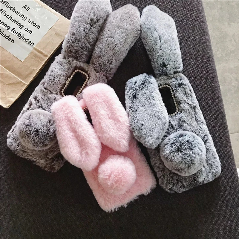 

Soft Plush Case For Huawei Y7a Y9a Y9s Y8s Y6s Y8p Y7p Y6p Y5p Y5 Y6 Y7 Y9 Pro Prime 2018 2019 Furry Rabbit Bunny Warm Fur Cover