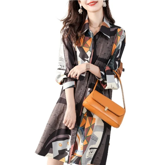 

Женское платье-рубашка с длинным рукавом, в западном стиле ретро, весна