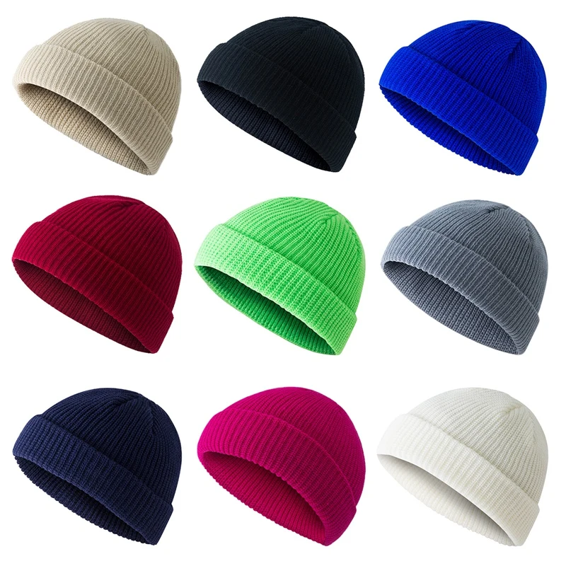 

Женская однотонная теплая вязаная шапка без козырька мужские облегающие шапки мужские зимние осенние уличные шапки в стиле хип-хоп шапки у...