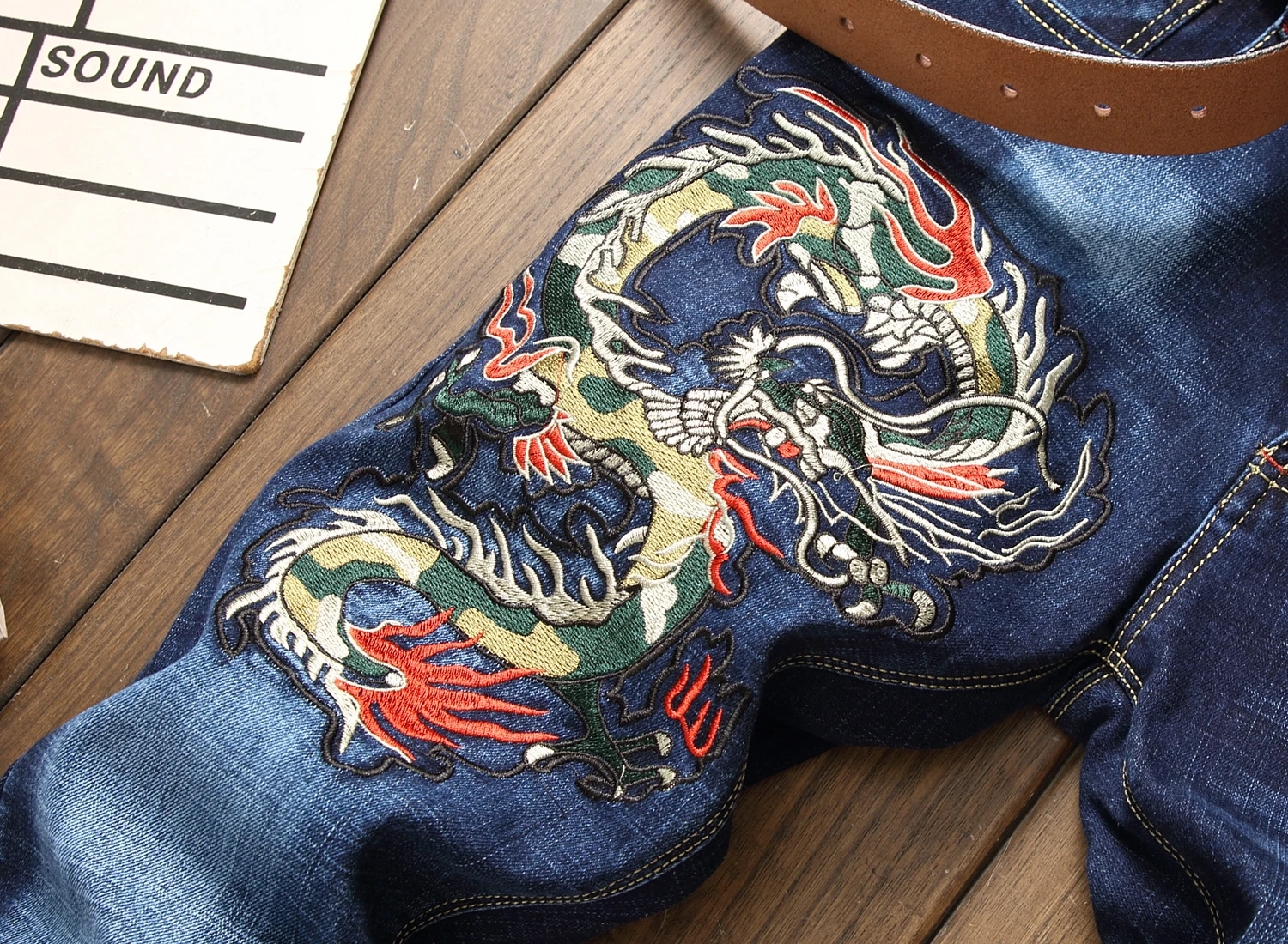 Мужские уличные облегающие джинсы с вышивкой дракона байкерские модные