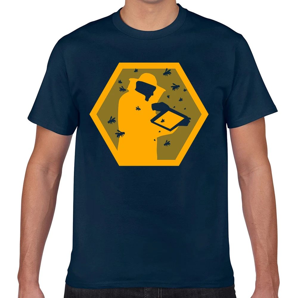 Футболка мужская хлопковая в винтажном стиле базовая тенниска с надписью beekeeper