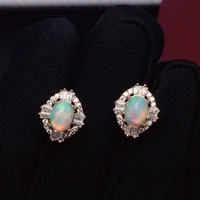 fashion opal stud earrings for daily wear 5mm7mm natural white opal earrings 925 silver opal jewelry