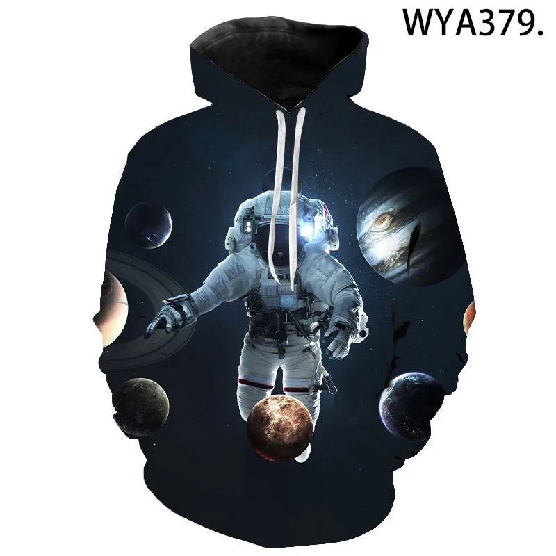 3D Printed Astronaut Hoodies Men Women Children Spring Autumn Galaxy Space Sweatshirts Casual Moon Cool Boy Girl Kids Hoodie