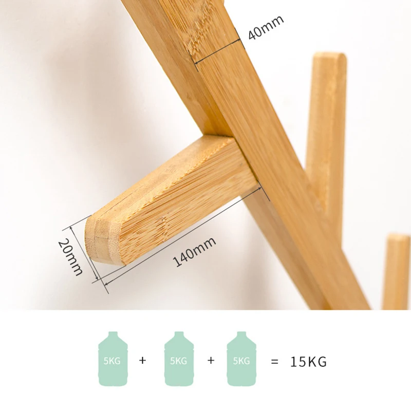 

Modern Wall Mount Hanger Rack 6 Hooks Clothes Rack Entryway Coat Shelf Hat Rack Living Room Decorative Hanger Bamboo Furniture