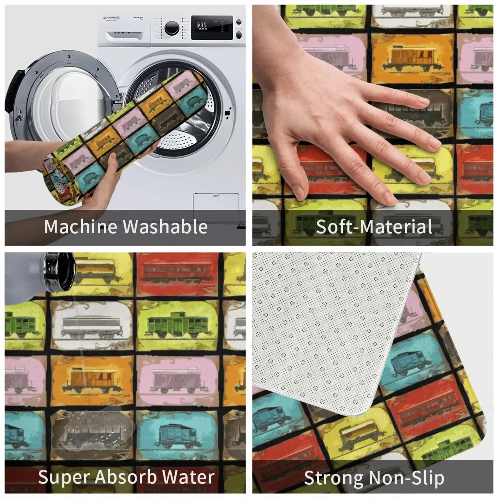 Билет на поездку: поезда (версия 2/черный) коврик для входной двери ванной