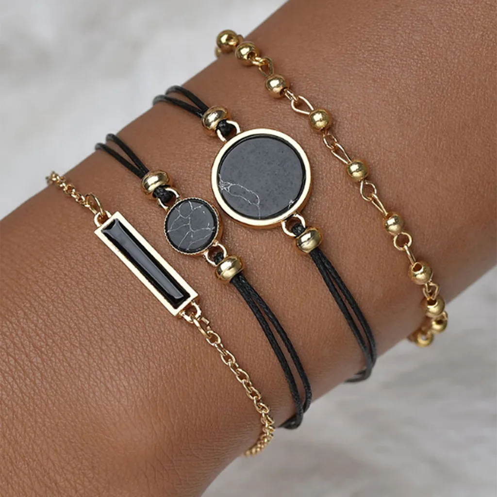 4pcs Bracelet and 1pc Watch Set Reloj Mujer Analog Quartz Zegarek Damski Leather Band Strap Montre Relogio Feminino Wristwatch | Наручные