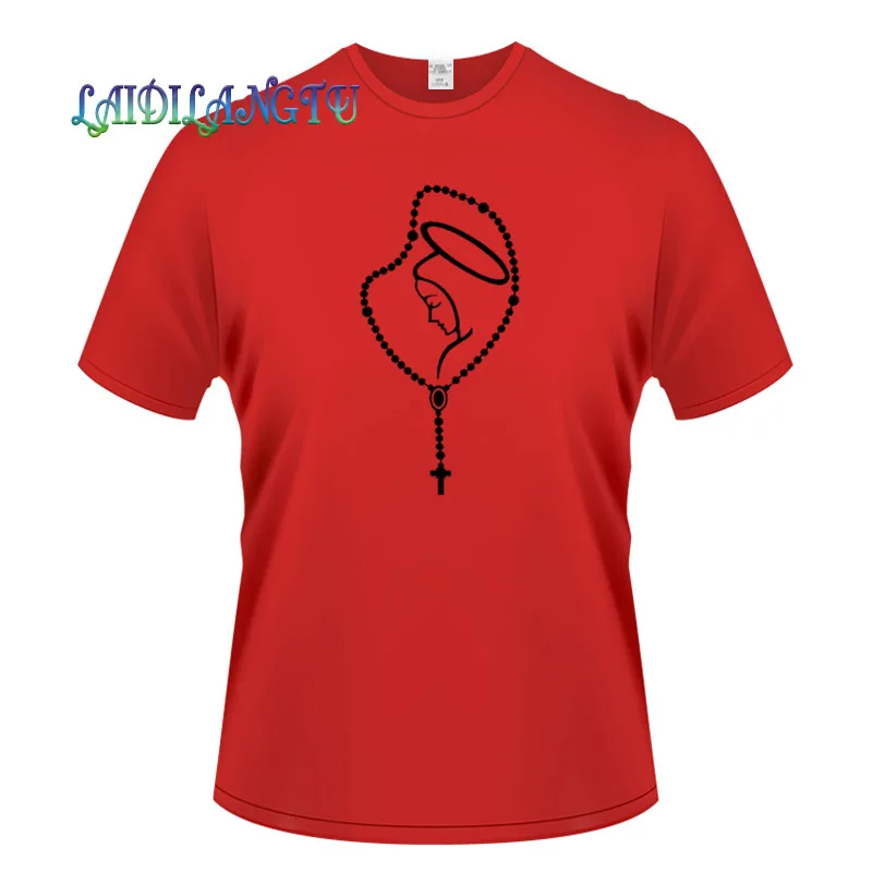 

Rose Mary Spirit Religion Funny Fashion Print T-shirt Men's Pattern Men's Print Cotton T-Shirt