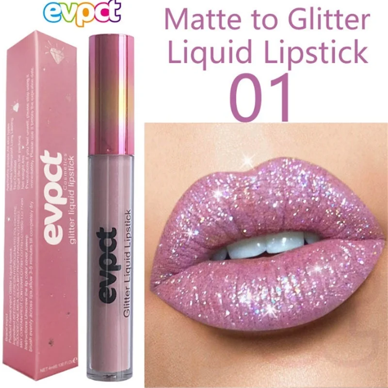 Evpct 1 шт. сексуальный блеск для губ жидкая металлическая помада прочная