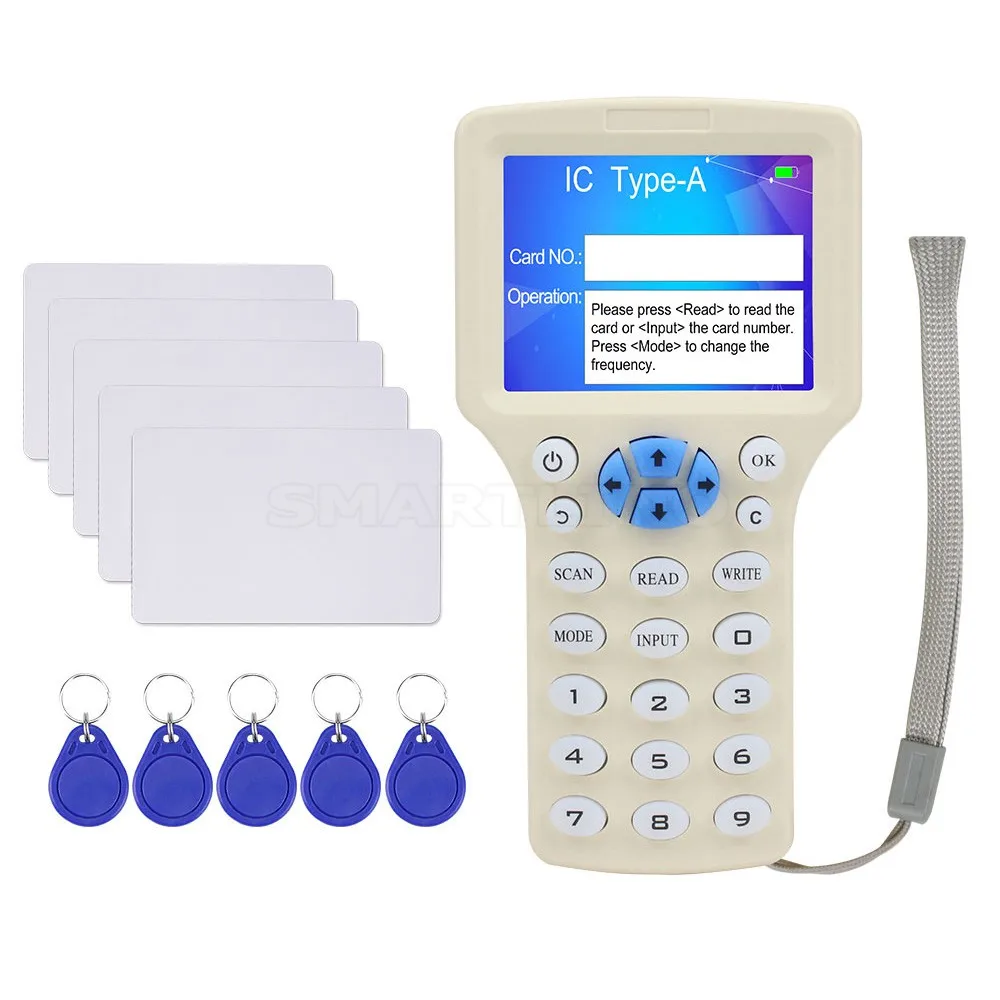 

IC ID NFC Card Tag Reader 125KHZ 13.56MHZ RFID Copier 10 Frequency USB Programmer Keyfobs Cards Reader UID Decoder