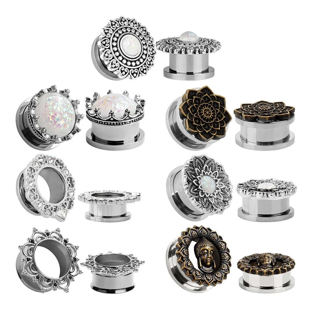 Классический дизайн лепестков из нержавеющей стали серебряные ушные заглушки