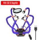 Настольный зажим для пайки, держатель печатной платы с 6 вспомогательными рычагами, сторонняя рука, USB 3X светодиодный освещенный увеличитель, сварочный ремонтный инструмент