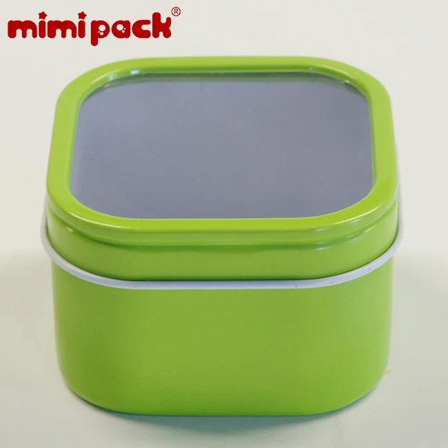 Greenery Mimipack металлические жестяные коробки для сбора банок канистры банки для хранения 24 шт квадратные жестяные банки с прозрачным окном нескользящей крышкой - Цвет: Greenery