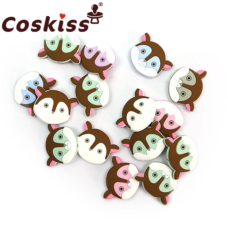 Coskiss New 5pcs Silicone Cute Mini Fawn Beads Animal Baby Teether Infant Teething Bead For DIY Necklace Accessories Toys | Мать и