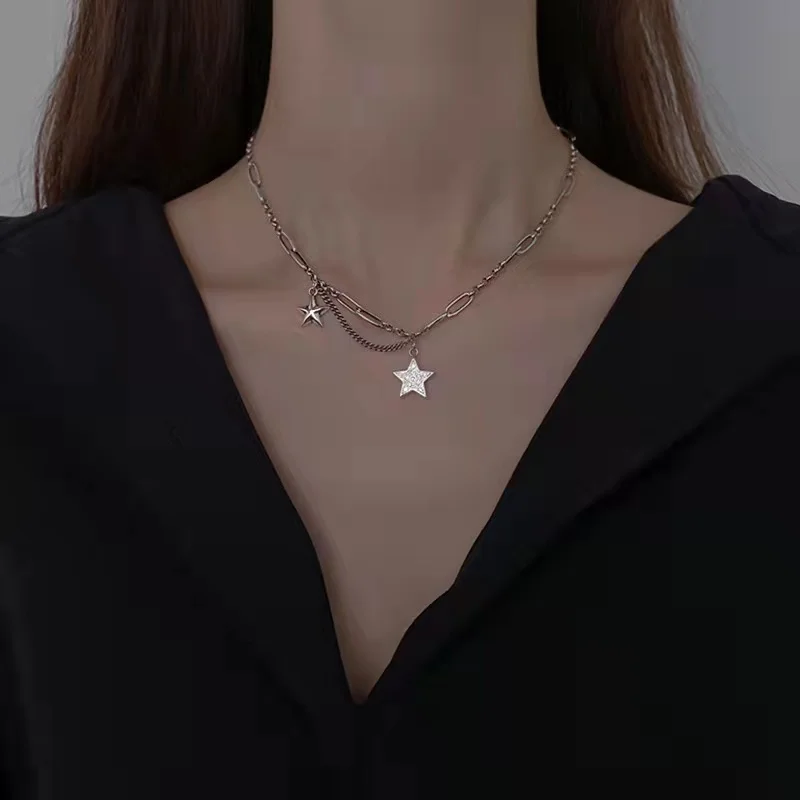 

Female elegant fashion five-pointed star pendant 925 sterling silver necklace original brand high quality jewelry exquisite gift