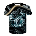 Мужская футболка с 3D принтом, летняя футболка с забавным принтом, одежда в стиле панк, ретро, механическая футболка, топы