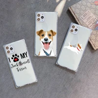 jack russell terrier dog phone case for iphone 7 8 11 12 x xs xr mini pro max plus clear square transparent