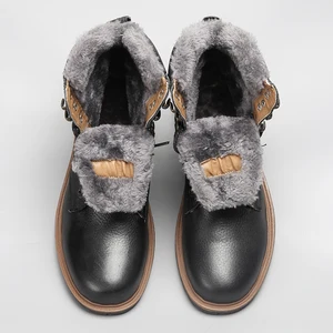 Высочайшее качество мужские зимние сапоги 2018 г. зимние сапоги из натуральной кожи ручной работы марка самые теплые мужская зимняя обувь # BG1568