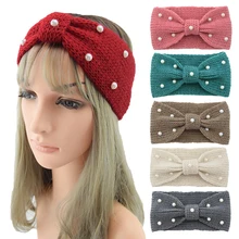 Bandeaux de tête en perles pour femmes, Turban tricoté, élastique, accessoires pour cheveux chauds, coiffure, automne et hiver  (3)