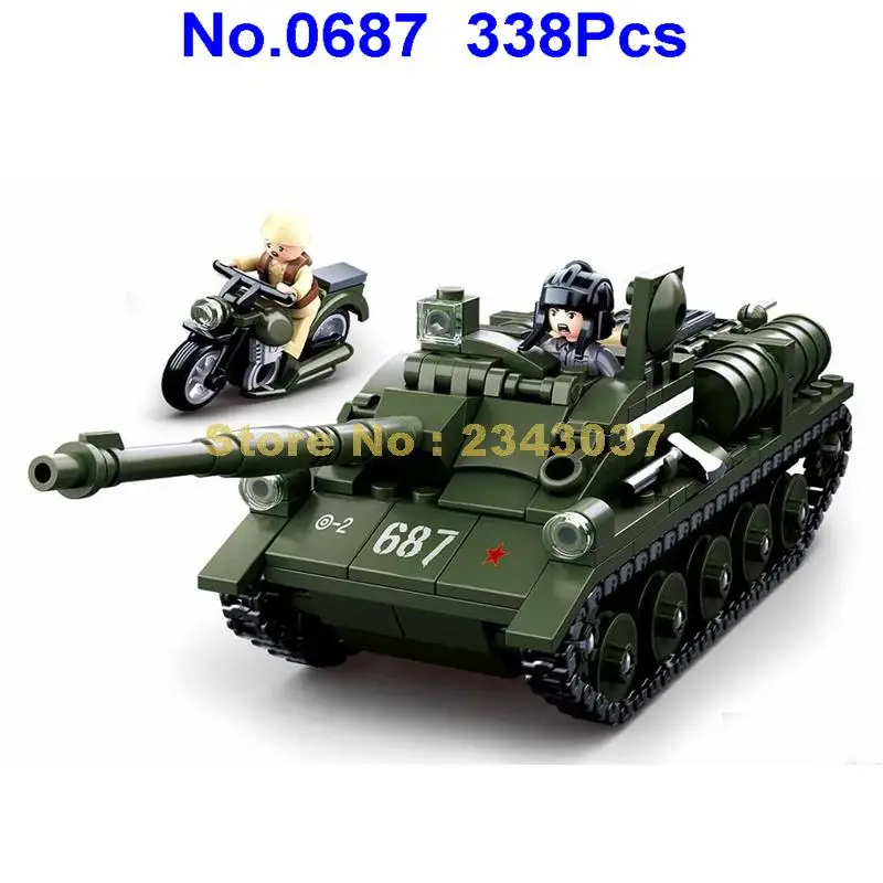 Sluban 0687 338 шт Военная ww2 мировая война 2 su85 Танк строительные блоки игрушка