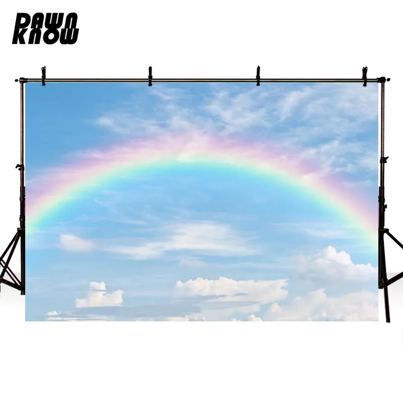 DAWNKNOW Радуга белые облака фон для фотосъемки фотосессии новорожденных голубое