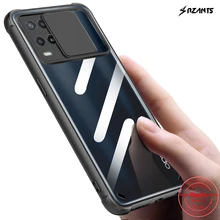 Rzants For OPPO A54 Case [Lens Protection] Camera Protect Function By Slide Square Lid Slim Clear Cover Soft Phone Casing