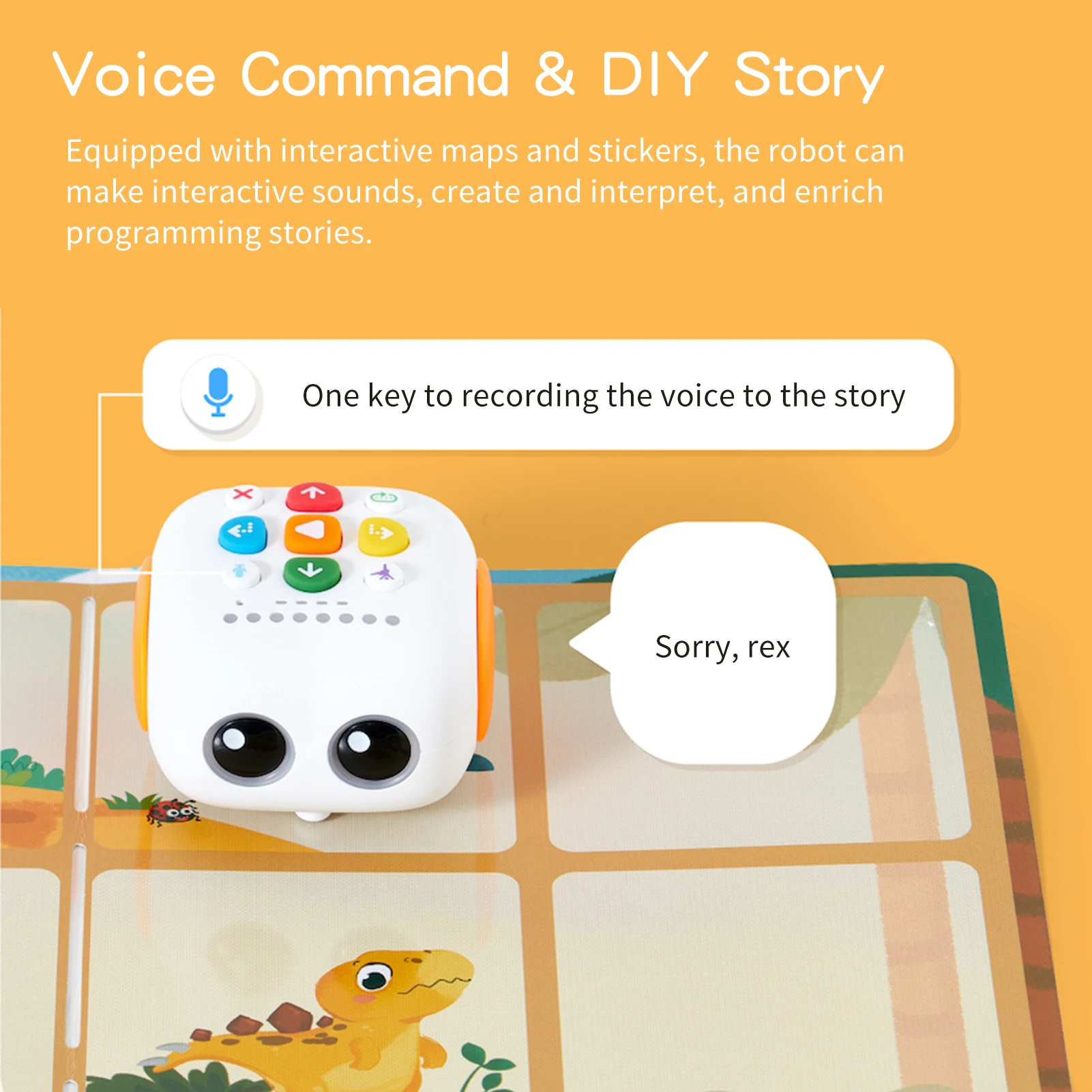 Coding Robot Kit Learning Educational STEM Toys Early Programming Interactive Voice Command with 5 Theme Maps |