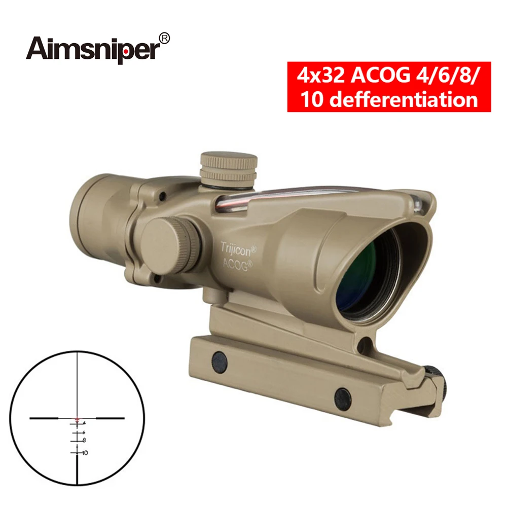 Оптический Прицел ACOG 4X32 оптический прицел из настоящего волокна с красной точкой