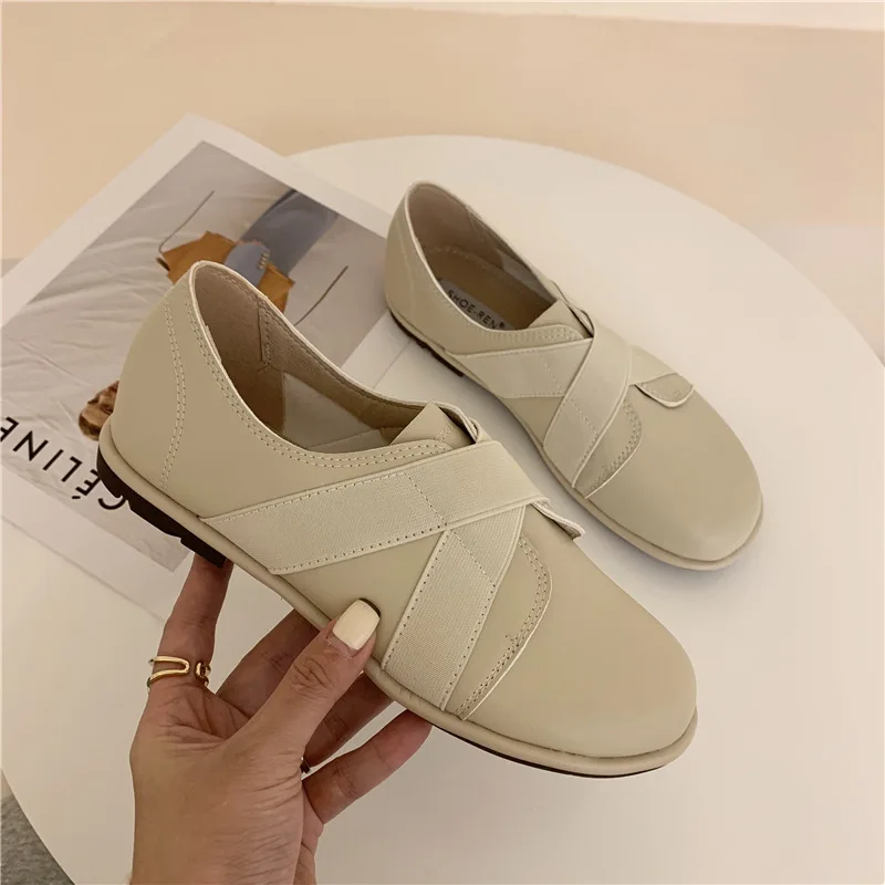 

Womens Loafers Shoes Oxfords Female Footwear British Style Casual Sneaker Round Toe Slip-on Leather Dress Preppy New Summer Sewi