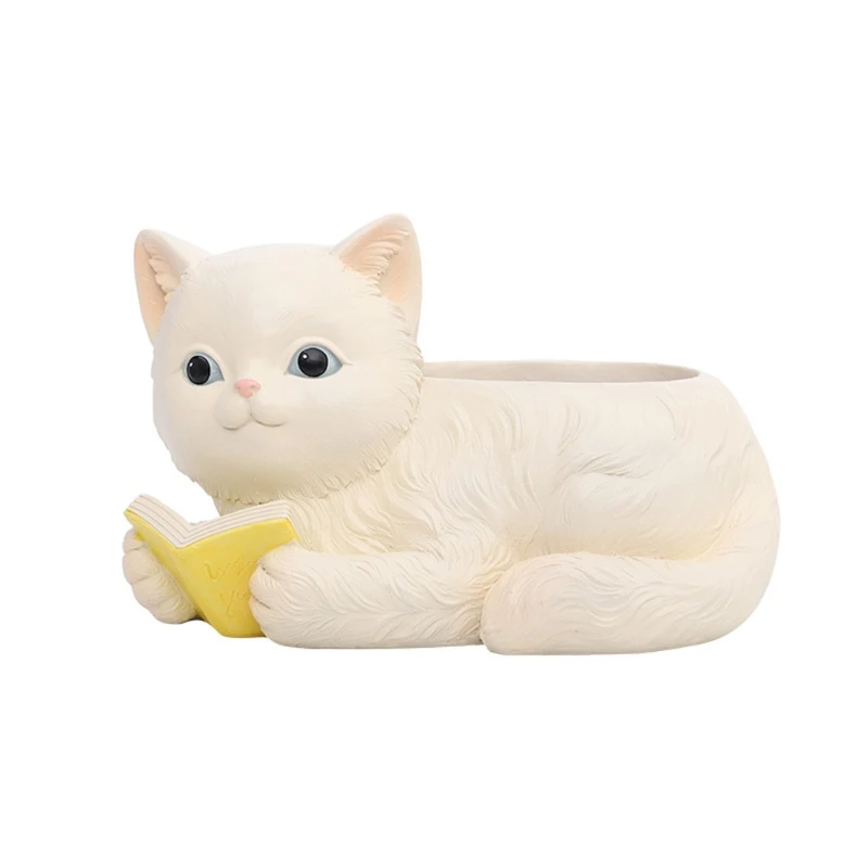 

Rural Simulation Cat Resin Cat Flower Pot Flower Planters for Garden Home Office