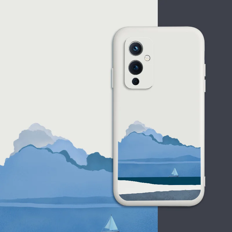 Sailing Alone Phone Case For Oneplus 9 9pro 9r 8t 8 8pro Liquid Silicone Cover