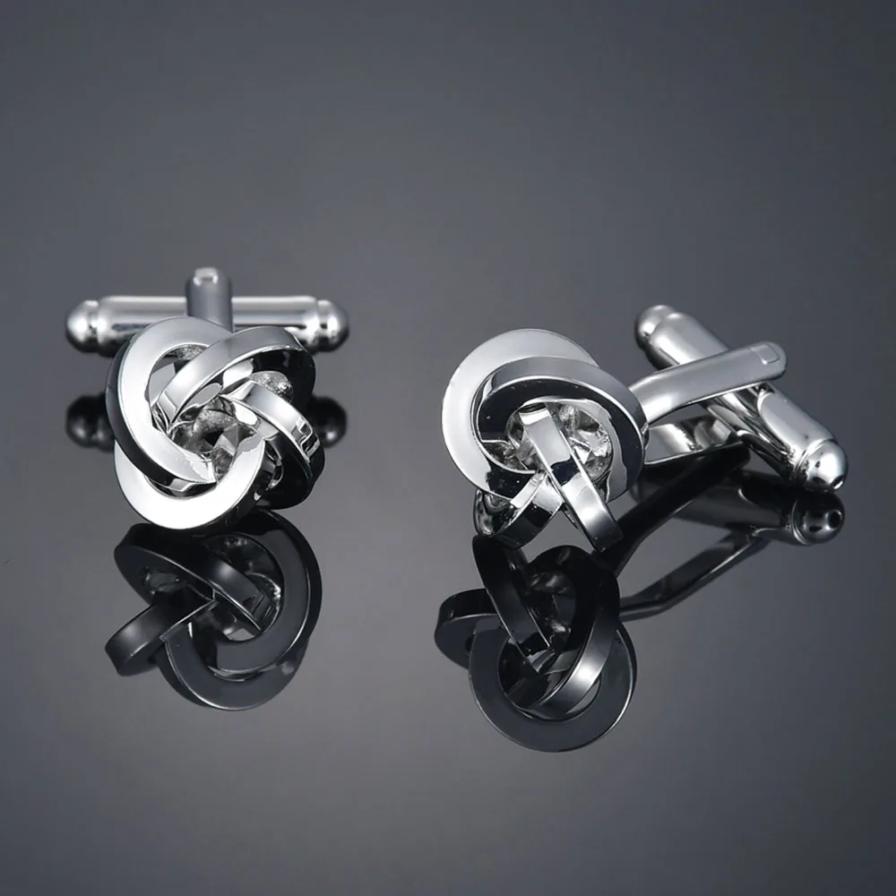 Цветок Форма Twist запонки высокого качества класса люкс с серебряным покрытием