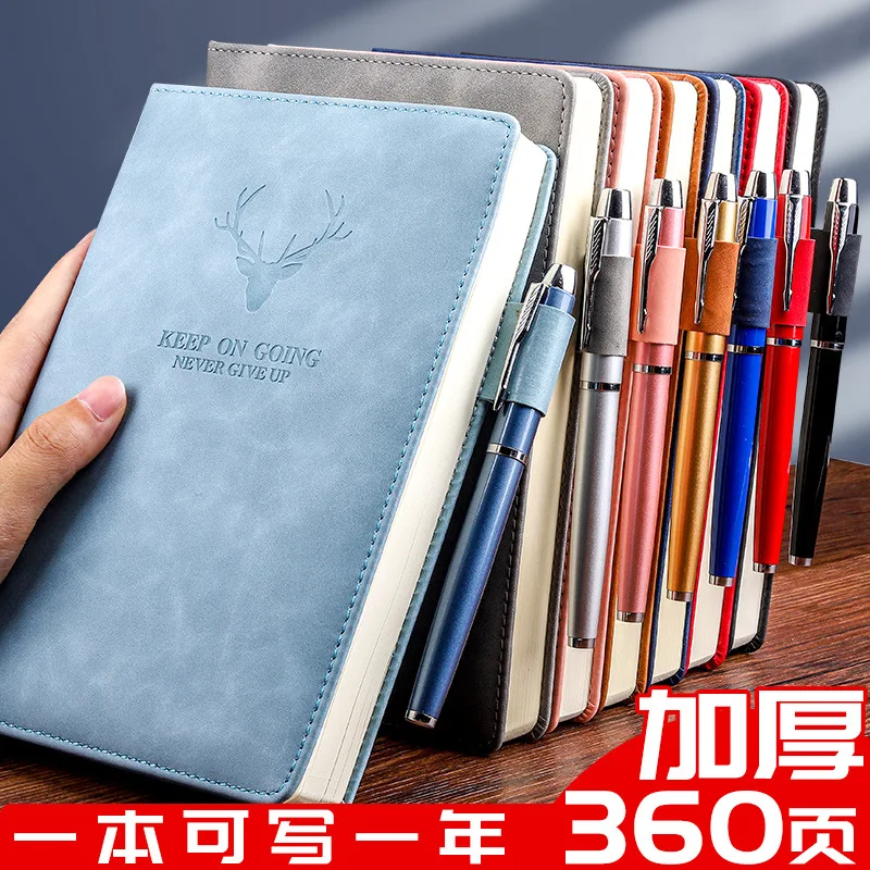 

Luxury Agenda 2021 with Lock Traveler Journal Leather Cover Notepad The Books Notebook Thickened Business
